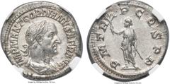 Ancients Gordian I Africanus (March-April AD 238). AR denarius (20mm, 2.90 gm, 6h). NGC Choice AU 5/5 - 4/5, Fine Style. Rome, March-April AD 238. IMP M ANT GORDIANVS AFR AVG, laureate, draped and cui