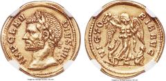 Ancients Claudius II (AD 268-270). AV aureus (19mm, 4.86 gm, 12h). NGC AU 5/5 - 1/5, ex-mount, tooling. Milan. IMP CLAV-DIVS AVG, laureate head of Claudius II left / VICTO-RIA AVG, Victory standing fa