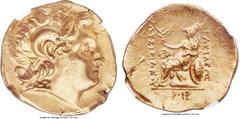 Ancients THRACIAN KINGDOM. Lysimachus (305-281 BC). AV stater (21mm, 8.41 gm, 11h). NGC Choice AU 4/5 - 3/5. Posthumous issue of Odessus, ca. 225-200 BC. Diademed head of deified Alexander III right, 
