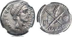 Ancients Julius Caesar, as Dictator (44 BC). AR denarius (17mm, 3.62 gm, 3h). NGC XF 4/5 - 2/5, light scratches. Rome, lifetime issue, February-March 44 BC. L. Aemilius Buca, moneyer. CAESAR · DICT PE