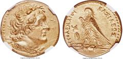 Ancients PTOLEMAIC EGYPT. Ptolemy II Philadelphus (285/4-246 BC). AV trichryson or pentadrachm (24mm, 17.83 gm, 12h). NGC Choice AU 5/5 - 3/5. Alexandria, ca. 285-261/0 BC. Diademed head of Ptolemy I 