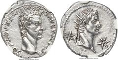 Ancients Caligula (AD 37-41). AR denarius (19mm, 3.52 gm, 8h). NGC MS 5/5 - 2/5. Lugdunum, AD 37. C CAESAR AVG • GERM • P • M • TR • POT COS, bare head of Caligula right / Radiate head of Divus August