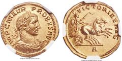 Ancients Probus (AD 276-282). AV aureus (20mm, 5.09 gm, 5h). NGC MS★ 5/5 - 4/5. Antioch, 1st officina, ca. late AD 280-early AD 281. IMP C M AVR-PROBVS AVG, laureate, draped and cuirassed bust of Prob