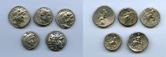 Ancients ANCIENT LOTS. Greek. Macedonian and Seleucid Kingdoms. Ca. 336-187 BC. Lot of five (5) AR tetradrachms. VG-Fine, test cuts, bankers punches. Includes: (3) Macedonian Kingdom, Alexander III th
