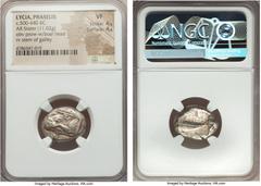 Ancients LYCIA. Phaselis. Ca. 500-440 BC. AR stater (21mm, 11.02 g, 12h). NGC VF 4/5 - 4/5. Prow of galley left in the form of a forepart of a boar / ΦΑΣ, Stern of galley right within incuse square. S