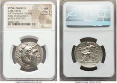 Ancients LYCIA. Phaselis. Ca. 218-185 BC. AR tetradrachm (30mm, 16.88 gm, 12h). NGC AU 4/5 - 4/5. Late posthumous issue in the name and types of Alexander III the Great of Macedon, dated Civic Year 25