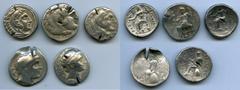 Ancients Greek ANCIENT LOTS. Greek. Macedonian and Seleucid Kingdoms. Ca. 336-187 BC. Lot of five (5) AR tetradrachms. VG-Fine, test cuts, bankers punches. Includes: (3) Macedonian Kingdom, Alexander 