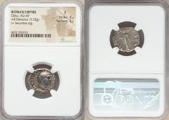 Ancients Roman Imperial Otho (AD 69). AR denarius (20mm, 3.32 gm, 6h). NGC Fine 4/5 - 3/5. Rome, January-April AD 69. IMP OTHO CAESAR AVG TR P, bare, bewigged head of Otho right / SECVRI-TAS P R, Secu