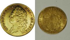 George II gold Guinea, 1740. Intermediate head. S-3676. Quite a rare date in this interesting series of superbly engraved portraits, which offer small differences as the monarch aged. George II reigne