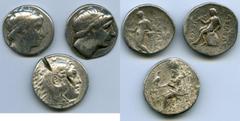 Ancients Ancient Lots ANCIENT LOTS. Greek. Macedonian and Seleucid Kingdoms. Ca. 336-246 BC. Lot of three (3) AR tetradrachms. VG-Fine, test cuts, bankers punches. Includes: (1) Macedonian Kingdom, Al