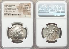 Ancients Greek LYCIA. Phaselis. Ca. 218-185 BC. AR tetradrachm (33mm, 16.72 gm, 1h). NGC Choice XF 5/5 - 3/5, Fine Style. In the name and types of Alexander III the Great of Macedon, dated Civic Year 