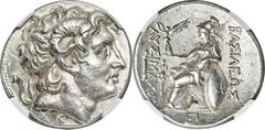 Ancients Greek THRACIAN KINGDOM. Lysimachus (305-281 BC). AR tetradrachm (28mm, 16.90 gm, 12h). NGC Choice AU S 5/5 - 4/5, Fine Style. Pergamum, ca. 287/6-282 BC. Diademed head of deified Alexander II