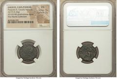 Ancients JUDAEA. Galilee. Caesarea Paneas. Diva Poppaea and Diva Claudia Neronis. AE (19mm, 5.34 gm, 12h). NGC VG 4/5 - 3/5. Struck under Nero, ca. AD 65-68. DIVA POPPAEA AVG, distyle temple with fema