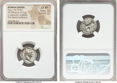 Ancients Titus, as Augustus (AD 79-81). AR denarius (19mm, 3.51 gm, 5h). NGC Choice XF 5/5 - 3/5. Rome, after 1 July AD 79. IMP TITVS CAES VESPASIAN AVG P M, laureate head of Titus right / TR P VIIII 