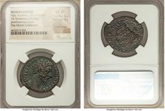 Ancients Divus Marcus Aurelius (AD 161-180). AE sestertius (30mm, 23.28 gm, 6h). NGC Choice VF 4/5 - 3/5, smoothing. Rome, after AD 180. DIVVS M AN-TONINVS PIVS, bare head of Divus Marcus Aurelius rig