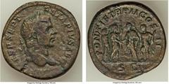 Ancients Geta, as Augustus (AD 209-211). AE sestertius (32mm, 22.90 gm, 12h). VF. Rome, AD 210. IMP CAES P SEPT - GETA PIVS AVG, laureate head of Geta right / PONTIF TR P II COS II, Caracalla to right