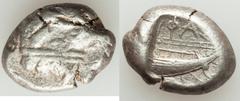 Ancients Greek LYCIA. Phaselis. Ca. 500-440 BC. AR stater (21mm, 11.03 gm). About VF. Prow of galley left in the form of a forepart of a boar / ΦΑΣ, stern of galley right within incuse square. SNG von