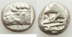 Ancients Greek LYCIA. Phaselis. Ca. 530-500 BC. AR stater (19mm, 11.04 gm) Fine. Prow of galley left, in the form of a boar's head and foreleg, three shields above / Rough tripartite incuse square. SN