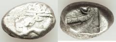 Ancients Greek LYCIA. Phaselis. Ca. 530-500 BC. AR stater (20mm, 10.89 gm, 12h). Choice Fine, countermark. Prow of galley left in the form of a forepart of a boar, three shields above / ΦΑΣ, stern of 