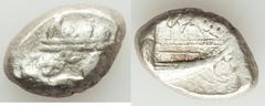Ancients Greek LYCIA. Phaselis. Ca. 530-500 BC. AR stater. (22mm, 10.99 gm, 6h) Choice Fine. Prow of galley left, in the form of a boar's head and foreleg, three shields above / ΦΑΣ, stern of galley r