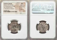 Ancients Roman Imperial Probus (AD 276-282). BI antoninianus (23mm, 4.34 gm, 11h). NGC MS 5/5 - 4/5, Silvering. Ticinum, 6th officina, 10th emission, AD 281. IMP C PROBVS AVG, radiate, mantled bust of