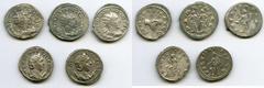 Ancients Ancient Lots ANCIENT LOTS. Roman Empire. Ca. AD 249-251. Lot of five (5) AR antoniniani. XF. Includes: Trajan Decius, Pannoniae // Trajan Decius, Uberitas // Herennius Etruscus, Concordia // 