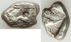 Ancients Greek LYCIA. Phaselis. Ca. 530-500 BC. AR stater (21mm, 11.17 gm, 11h). About VF, countermark. Prow of galley left in the form of a forepart of a boar, three shields above / ΦΑΣ, stern of gal