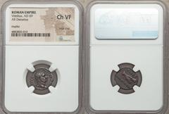 Ancients Roman Imperial Vitellius (late April-December AD 69). AR denarius (17mm, 2h). NGC Choice VF, edge chip, marks. Spain. A VITELLIVS-IMP GERMAN, laureate head of Vitellius right; globe at point 