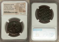 Ancients Byzantine Anonymous. Class A2. Time of Basil II and Constantine VIII (AD 976-1025). AE follis (33mm, 12.97 gm, 5h). NGC Choice XF 5/5 - 4/5. Constantinople. +EMMA-NOVHΛ, bust of Christ facing