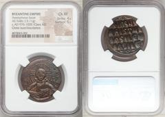 Ancients Byzantine Anonymous. Class A2. Time of Basil II-Constantine VIII (ca. AD 976-1035). AE follis (30mm, 13.11 gm, 5h). NGC Choice XF 4/5 - 5/5. Constantinople. +EMMA-NOVHΛ, bust of Christ facing