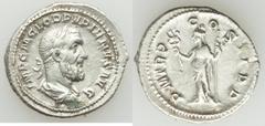 Ancients Roman Imperial Pupienus (AD 238). AR denarius (20mm, 3.77 gm, 12h). Choice VF. Rome, April-June AD 238. IMP C M CLOD PVPIENVS AVG, laureate, draped and cuirassed bust of Pupienus right, seen 