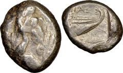 Ancients Greek LYCIA. Phaselis. Ca. 530-500 BC. AR stater (20mm, 10h). NGC VF. Prow of galley left in the form of a forepart of a boar / ΦΑΣ, Stern of galley right within incuse square. SNG von Aulock