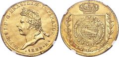 World Coins: Afghanistan to Italy Brazil Pedro I gold 6400 Reis 1822-R AU Details (Repaired) NGC, Rio de Janeiro mint, KM361, LMB-592 (RRR), Bentes-466.01 (R4). A numismatic marvel, in enviable preser