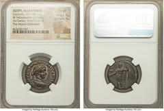 Ancients EGYPT. Alexandria. Caracalla, as Caesar (AD 198-217). BI tetradrachm (23mm, 12.87 gm, 12h). NGC Choice VF 4/5 - 4/5. Dated Regnal Year 6 (AD 197/8). M AYP ANTWNINOC•KAIC AΠΟΔA, laureate, drap