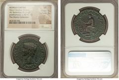Ancients Nero Claudius Drusus (died 9 BC). AE sestertius (35mm, 31.01 gm, 6h). NGC VF 5/5 - 3/5. Rome, ca. AD 50-54. NERO•CLAVDIVS•DRVSVS•GERMANICVS•IMP, bare head of Nero Claudius Drusus left / TI•CL