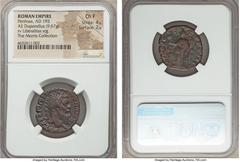 Ancients Pertinax (AD 193). AE dupondius (24mm, 9.67 gm, 6h). NGC Choice Fine 4/5 - 2/5. Rome, AD 193. IMP CAES P HELV-PERTIN AVG, radiate head of Pertinax right / LIB AVG-T-R-P COS II, Liberalitas st