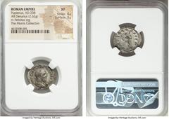 Ancients Pupienus (April-July AD 238). AR denarius (22mm, 2.62 gm, 5h). NGC XF 4/5 - 3/5. Rome. IMP C M CLOD PVPIENVS AVG, laureate, draped and cuirassed bust of Pupienus right, seen from behind / P M