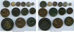Ancients ANCIENT LOTS. Roman Mixed. Lot of 13 various Roman issues - contorniate, medallions, denarii, lead tokens. Includes the following: 1: Nero (AD 54-68). AD mid-4th-early 5th centuries. AE conto