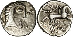 Celtic coinage, Queen Boudicca, "Silver Unit" (Penny), S-434, VA-794.1, 1.3 grams, right-facing head, fanciful horse on reverse, pleasing VF, light gray toning. Van Arsdell (Celtic Coinage of Britain,