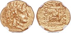Ancients PONTIC KINGDOM. Mithradates VI (120-63 BC). AV stater (18mm, 8.39 gm, 12h). NGC MS 4/5 - 4/5. In name and types of Lysimachus of Thrace, Tomis, 88-86 BC. Diademed head of deified Alexander II
