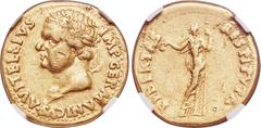 Ancients Vitellius (AD 69). AV aureus (20mm, 7.18 gm, 6h). NGC Choice Fine 5/5 - 2/5, brushed, scuff. Spain, Tarraco, January-June AD 69. •A VITELLIVS-IMP GERMANICVS, laureate head of Vitellius left /