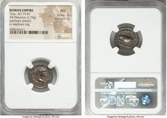 Ancients Titus, as Augustus (AD 79-81). AR/AE fourée? denarius (17mm, 2.79 gm, 7h). NGC AU 4/5 - 3/5. Rome, January-June AD 80. IMP TITVS CAES VESPASIAN AVG P M, laureate head of Titus right / TR P IX