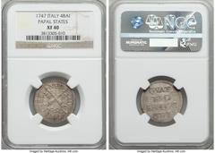 Italy Papal States. Benedict XIV 4 Baiocchi 1747 XF40 NGC, Rome mint, KM1161. Two year type. A well preserved example of this billon coin with all legends clearly defined. HID05401242017.