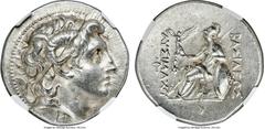 Ancients THRACIAN KINGDOM. Lysimachus (305-281 BC). AR tetradrachm (30mm, 17.46 gm, 1h). NGC Choice AU 5/5 - 4/5, Fine Style. Pergamum, ca. 297-281 BC. Diademed head of deified Alexander III right, wi