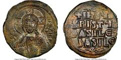 Ancients Byzantine Anonymous. Class A3. Time of Basil II and Constantine VIII (AD 1020-1028). AE follis (28mm, 9.80 gm, 5h). NGC MS 4/5 - 4/5. Constantinople. +EMMA-NOVHΛ, bust of Christ facing, weari