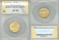 Crusader States Chios. Anonymous gold Imitative Zecchino ND (1500-1700) AU55 ANACS Imitating an uncertain Venetian doge type, likely from between 1328 and 1476. HID05401242017.