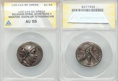 Ancients Greek SELEUCID KINGDOM. Demetrius II, first reign (146-138 BC). AR tetradrachm (26mm, 1h). ANACS AU 55. Sidon, dated Seleucid Era 168 (145/4 BC). Diademed, draped bust of Demetrius II right, 