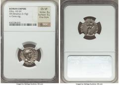 Ancients Roman Imperial Otho (January-April AD 69). AR denarius (18mm, 3.15 gm, 7h). NGC Choice VF 4/5 - 5/5, Fine Style. Rome, March-mid April AD 69. IMP OTHO CAESAR AVG TR P, bare, bewigged head of 