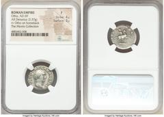 Ancients Roman Imperial Otho (January-April AD 69). AR denarius (19mm, 3.37 gm, 5h). NGC Fine 4/5 - 3/5. Rome. IMP M OTHO CAESAR AVG TR P, bare head of Otho right / PONT MAX, Otho on horseback rearing