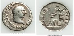 Ancients Roman Imperial Vitellius (July-December AD 69). AR denarius (19mm, 3.13 gm, 6h). Fine. Rome. A VITELLIVS GERM IMP AVG TR P, laureate head of Vitellius right / CONCOR-DIA P R, Concordia seated